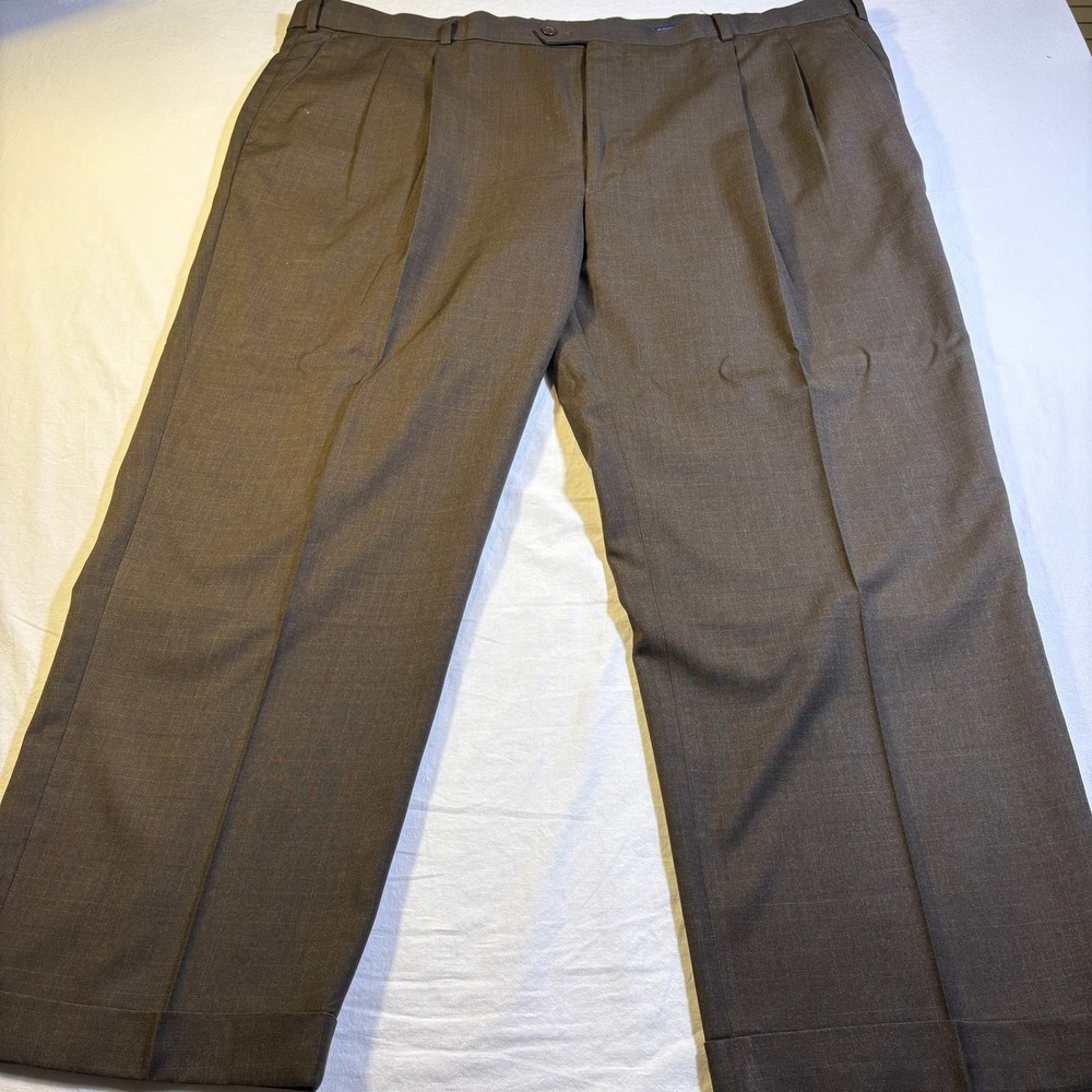 Midtown Man Executive Collection Mens Pleated Dress Pants Brown Size 50